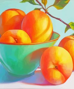 Peaches Fruits In Bowl paint by numbers