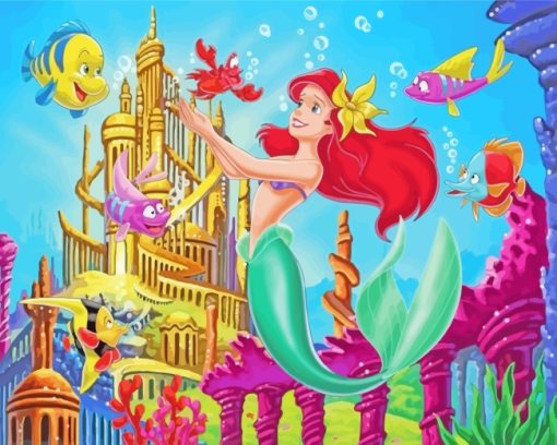 Happy Princess Ariel paint by numbers