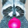 Raccoon Bubble Gum paint by numbers