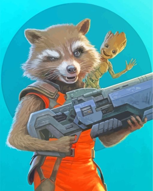 Rocket And Groot Movie Paint by numbers