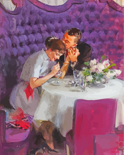 Romantic Couple Diner Date paint by numbers