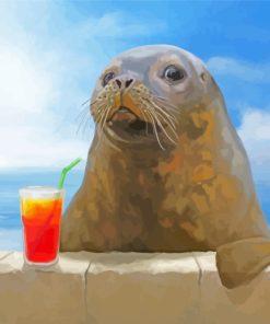 Seal Drinking Juice paint by numbers