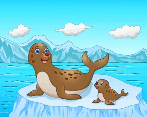 Seal Mother And Baby paint by numbers