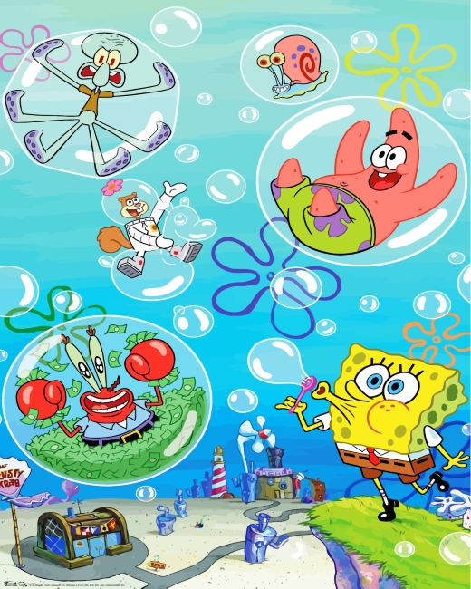 Funny Spongebob Squarepants paint by numbers