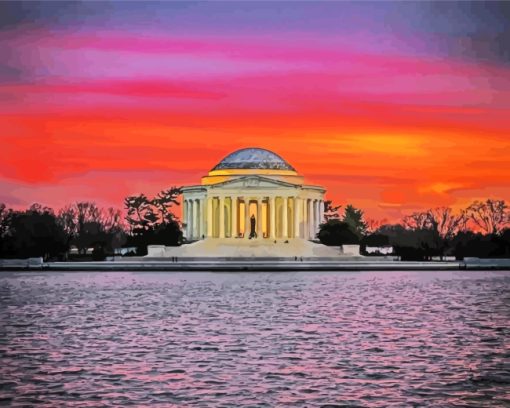 Thomas Jefferson Memorial Sunset paint by numbers