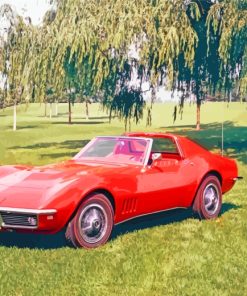 Aesthetic Red Corvette paint by numbers