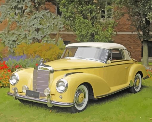 Yellow Classic Mercedes Car paint by numbers
