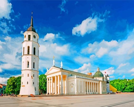 Aesthetic Vilnius Cathedral paint by numbers