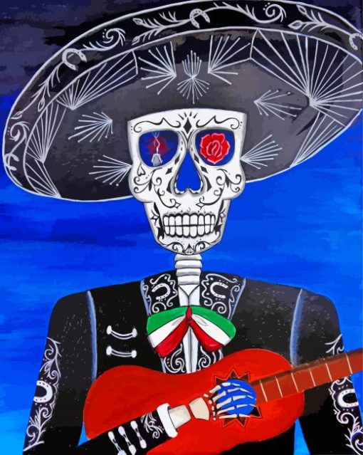 Aesthetic Skull Mariachi paint by numbers