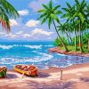 Beach Coconut Trees Fishing paint by numbers