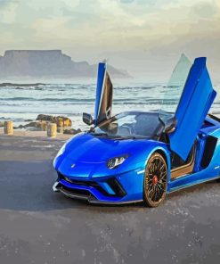 Aesthetic Blue Lamborghini Car paint by numbers