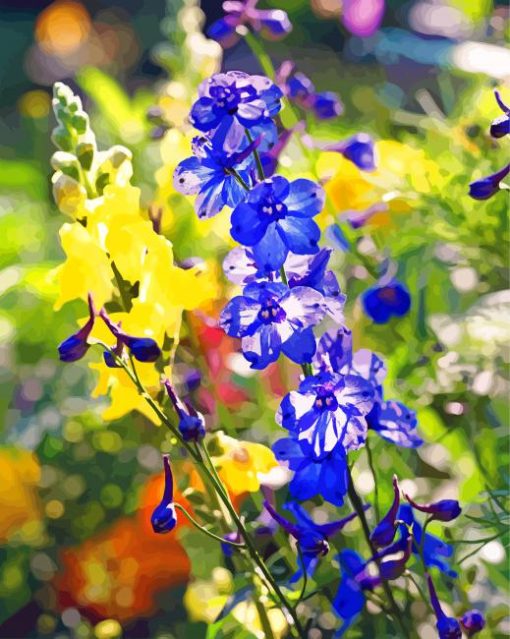 Beautiful Larkspur Flowers paint by numbers