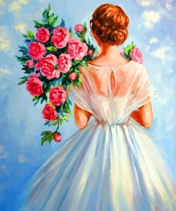 Aesthetic Bride Holding Flowers paint by numbers
