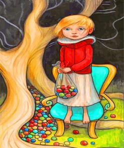Girl And Colorful Marblespaint by numbers