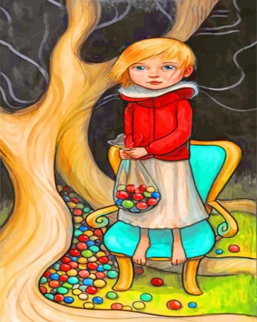 Girl And Colorful Marblespaint by numbers