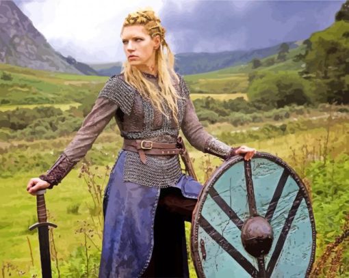 Blonde Lagertha Warrior paint by numbers