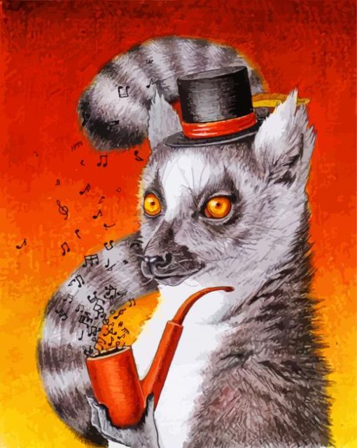 Lemur With Musical Pipe paint by numbers