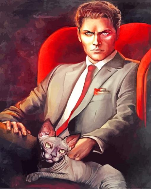 Mafia Boss With Cat paint by numbers