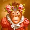 Monkey With Flowers Crown paint by numbers