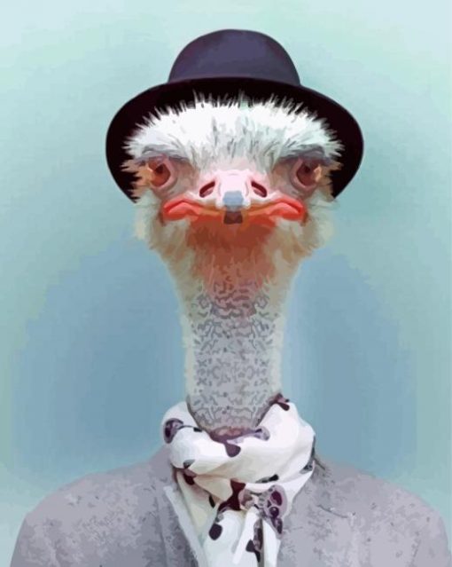 Ostrich With Top Hat paint by numbers