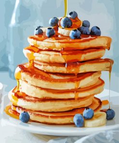 Pancakes With Honey And Blueberry paint by numbers