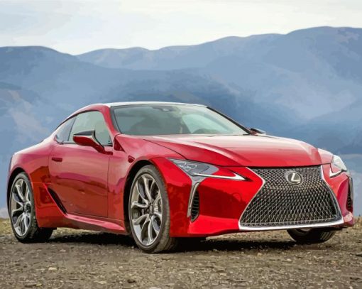 Aesthetic Red Lexus Car paint by numbers