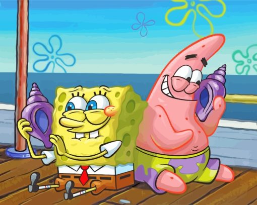 Patrick And Spongebob Phones paint by numbers