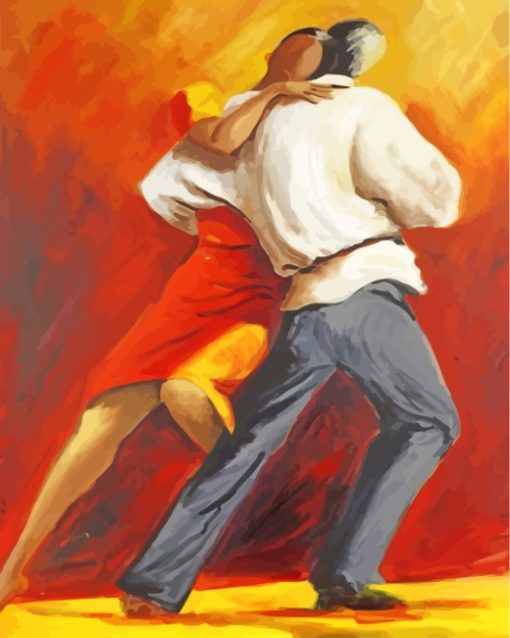 Abstract Tango Dancers paint by numbers
