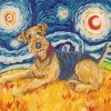Airedale Dog Starry Night paint by numbers