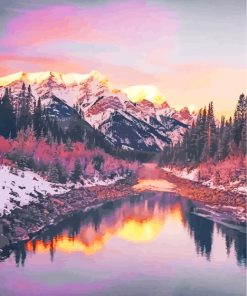 Aesthetic Alberta Snowy Mountains paint by numbers