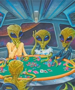 Aliens Playing Poker paint by numbers