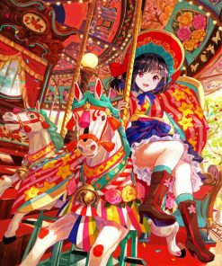 Anime On Carousel Circus paint by numbers