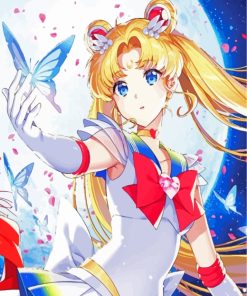 Sailor Moon With Butterflies paint by numbers