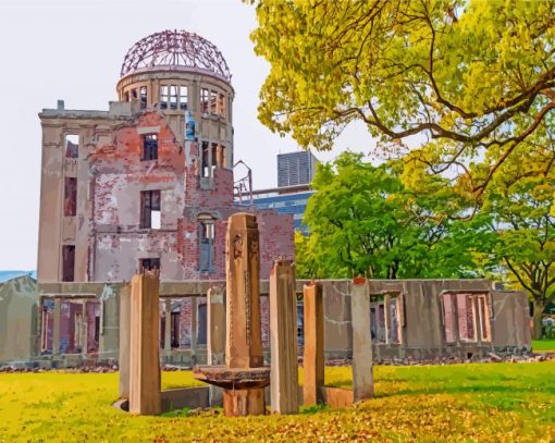 Japanese Atomic Bomb Dome paint by numbers