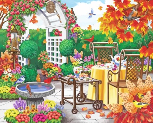 Autumn Garden Tea Date paint by numbers
