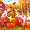 Autumn Pigs Animals paint by numbers