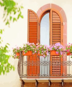 Balcony With Flowers paint by numbers