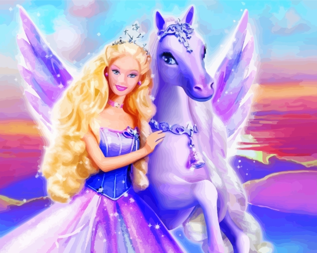 Barbie And Purple Horse paint by numbers