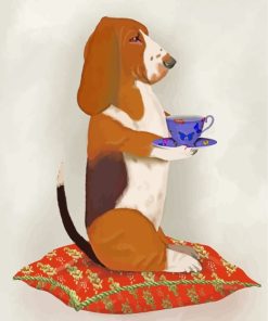 Basset Taking Tea paint by numbers