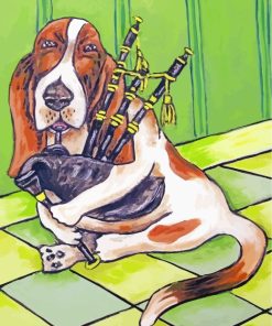Basset Playing Bagpipes paint by numbers
