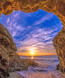 Beach Sunrise Cave paint by numbers