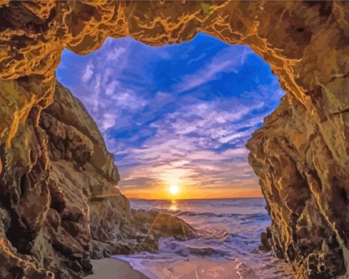 Beach Sunrise Cave paint by numbers
