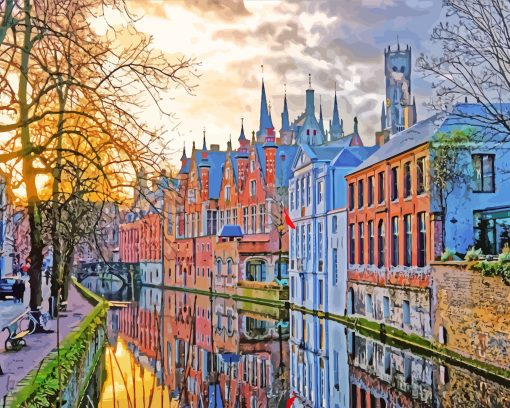 Belgium Brugge Canal paint by numbers