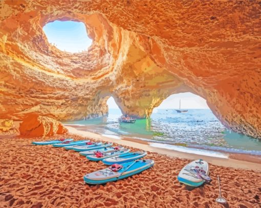 The Cave Beach Algarve Portugal paint by numbers