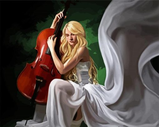 Blonde Girl Playing Cello paint by numbers