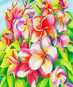 Blooming Frangipani Plumeria paint by numbers