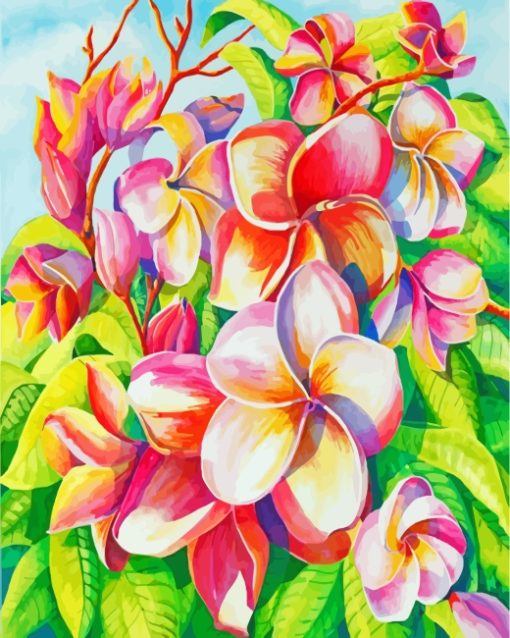 Blooming Frangipani Plumeria paint by numbers