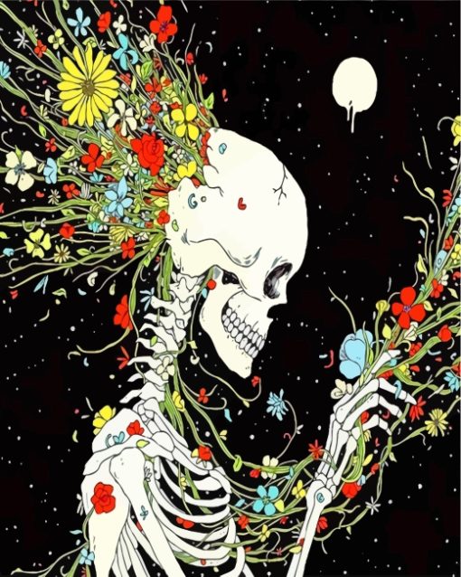 Blooming Floral Skeleton paint by numbers