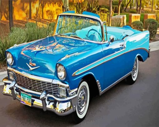 Blue Retro Chevrolet paint by numbers