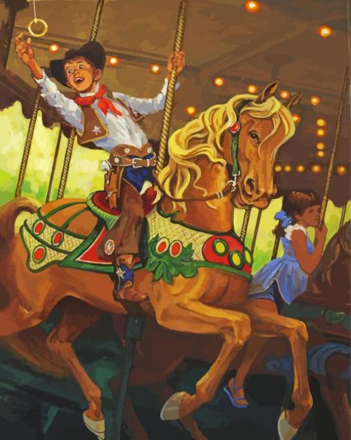 Boy On Carousel paint by numbers